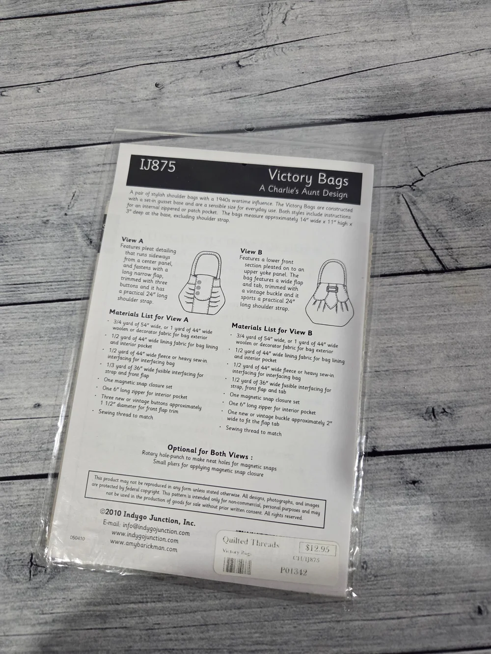 Indygo Junction Sewing Pattern Victory Bags